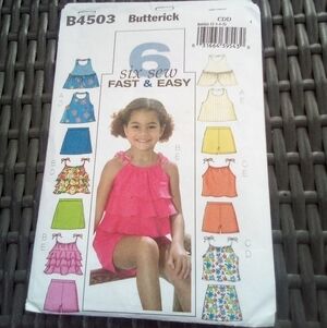 Butterick Sewing Pattern B4503 Girl's Top Skort Shorts Size 2-5 Uncut